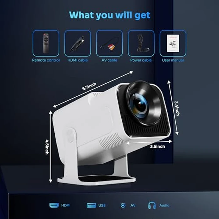 Smart Mini Projector 4k 1080P Support,Built-in Apps,Portable Projector with WIFI6 Bluetooth Projector,Auto Keystone,180 degreesRotation,Movie Projector Compatible with Smartphone/HDMI/USB by HIPPUS - Image 8