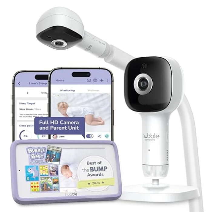 Hubble Connected SkyVision AI-Enhanced HD Smart Camera Baby Monitor, Parent Unit, Mount, Night Vision, Nightlight, Soothing Sounds, Wellness Tracker, App by HUBBLE CONNECTED - Image 1