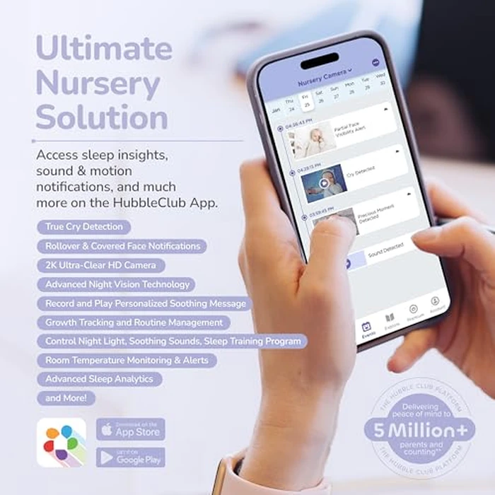 Hubble Connected SkyVision AI-Enhanced HD Smart Camera Baby Monitor, Parent Unit, Mount, Night Vision, Nightlight, Soothing Sounds, Wellness Tracker, App by HUBBLE CONNECTED - Image 9