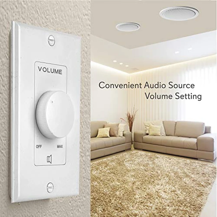 Pyle Home Wall Mount Volume Control Knob- Flush In-Wall Plate,Rotary Style Adjustment, 20-20kHz Freq. Response,Companion for Hi-Fi, Four-Pair Speaker Selector w/ Audio&Video Compatibility,White by Pyle - Image 4
