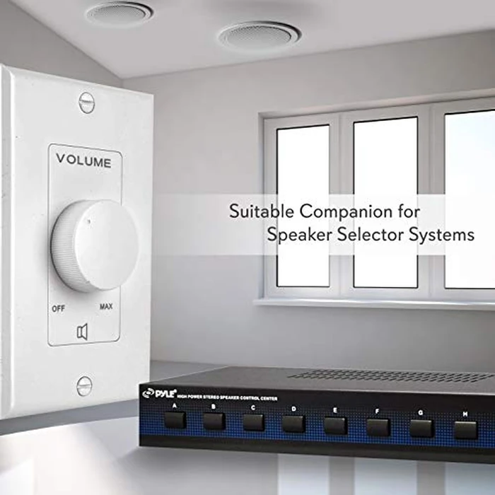 Pyle Home Wall Mount Volume Control Knob- Flush In-Wall Plate,Rotary Style Adjustment, 20-20kHz Freq. Response,Companion for Hi-Fi, Four-Pair Speaker Selector w/ Audio&Video Compatibility,White by Pyle - Image 6