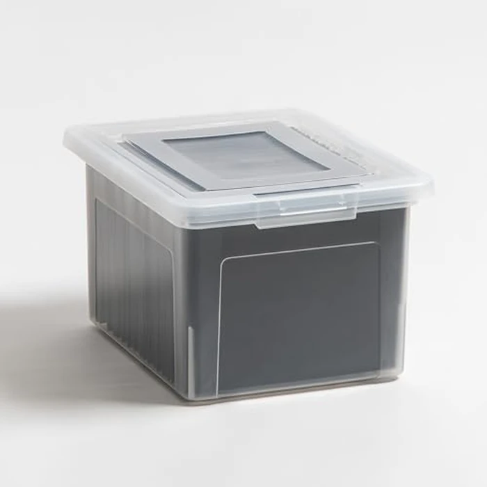 IRIS USA File Box, Plastic File Boxes With Lids, Document Organizer for Letter/Legal File, Document Box, Storage Bin For Hanging Files, Secure Latching Lid Stackable BPA-Free, Clear 35 Qt. 1 Pack by IRIS USA - Image 7