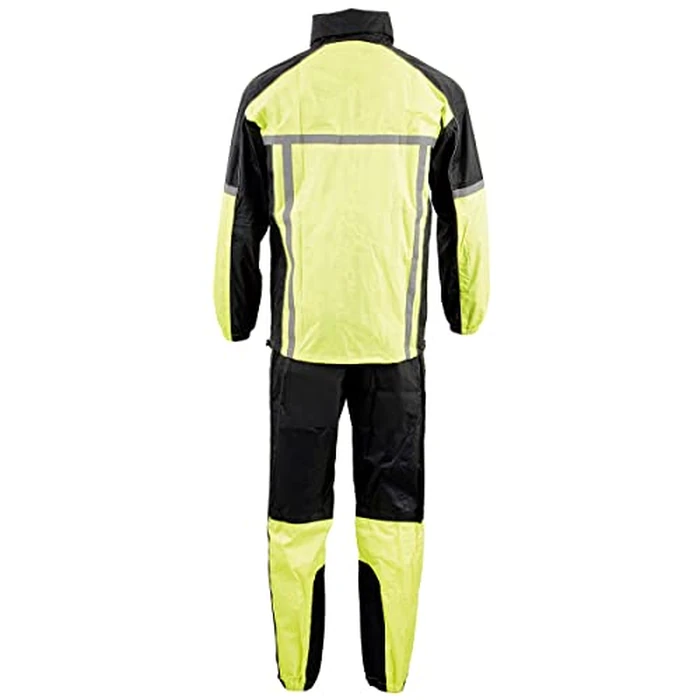 Milwaukee Leather MPM9510 Men's Black and Neon Green Motorcycle Water Resistant Rain Suit w/Hi-Vis Reflective Tape - Medium by Milwaukee Leather - Image 6
