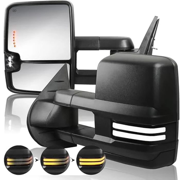 KUIPERAUTO Pair Black Power Heated Towing Mirrors Compatible with 08-13 Chevy Silverado Suburban Tahoe GMC Serria Yukon w/Sequential Turn light,Running Light,Clearance Lamp by KUIPERAUTO - Used - Like New condition - CA$266.23