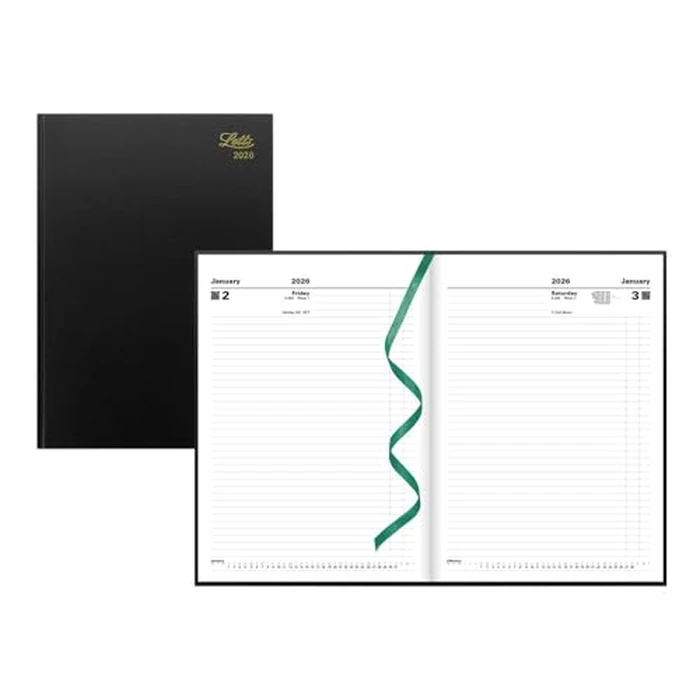 Letts of London(R) 2026 Standard Daily Planner, 12 Months, January to December, Day-Per-Page, A4 Size, 11.75" x 8.25", Perfect Binding, Leather-Look Cover, English, Black (C10ZBK-26) by Letts of London - Used - Acceptable condition - CA$12.38