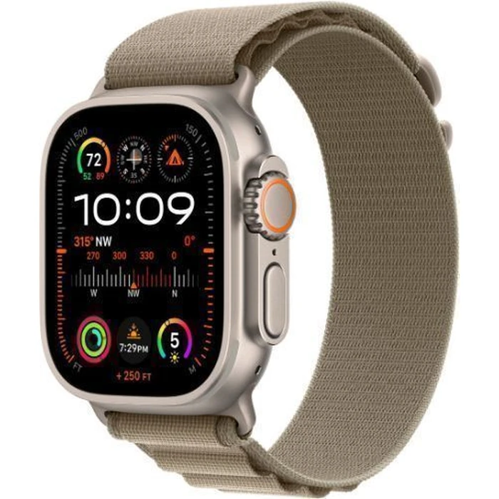 Apple Watch Ultra 2 (Cellular + GPS) - 64GB - 49mm - Titanium Titanium Case with Olive Textile Alpine Loop Band - Medium Size by Apple - Image 2