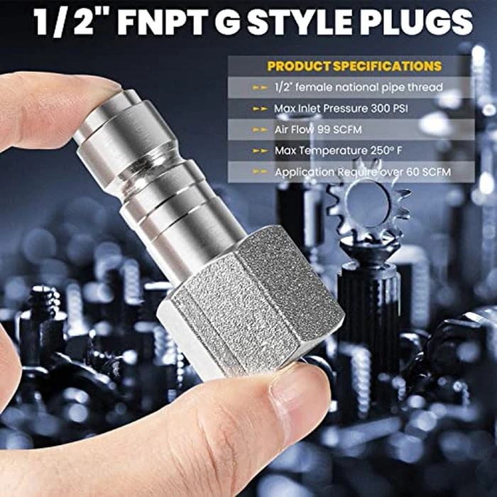 S-1818 1/2" FNPT G Style Plugs 5pcs for Require More Than 60 SCFM by sevencow - Image 2