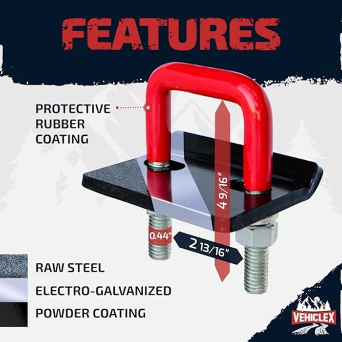 Vehiclex Anti-Rattle Hitch Tightener Clamp for 2.5" Receivers - Galvanized Heavy-Duty Stabilizer with 0.44" U-Bolt, Rust-Proof for Trailers & Trucks by Vehiclex - Image 2