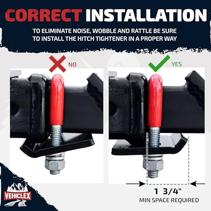 Vehiclex Anti-Rattle Hitch Tightener Clamp for 2.5" Receivers - Galvanized Heavy-Duty Stabilizer with 0.44" U-Bolt, Rust-Proof for Trailers & Trucks by Vehiclex - Image 3