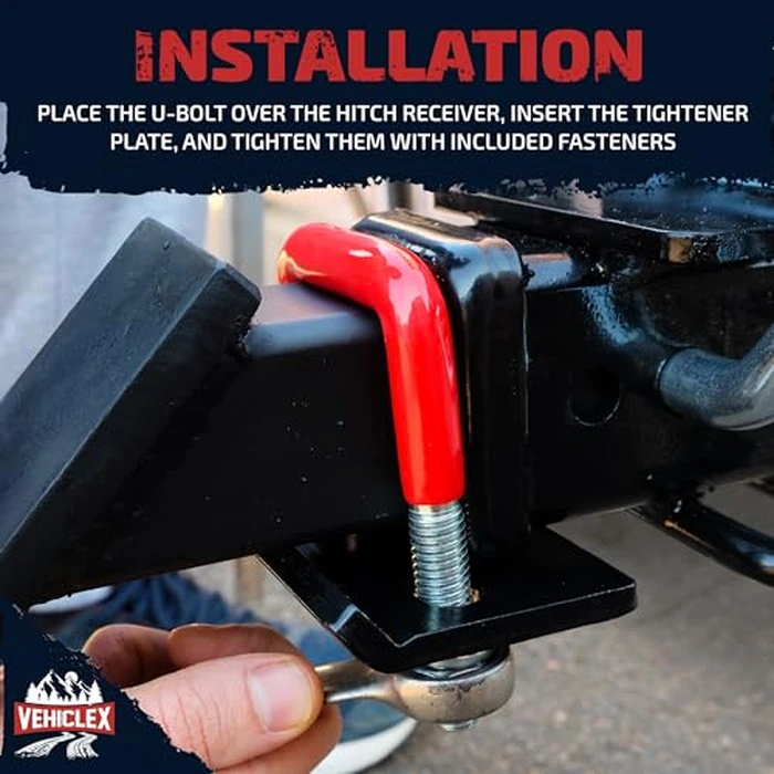 Vehiclex Anti-Rattle Hitch Tightener Clamp for 2.5" Receivers - Galvanized Heavy-Duty Stabilizer with 0.44" U-Bolt, Rust-Proof for Trailers & Trucks by Vehiclex - Image 5