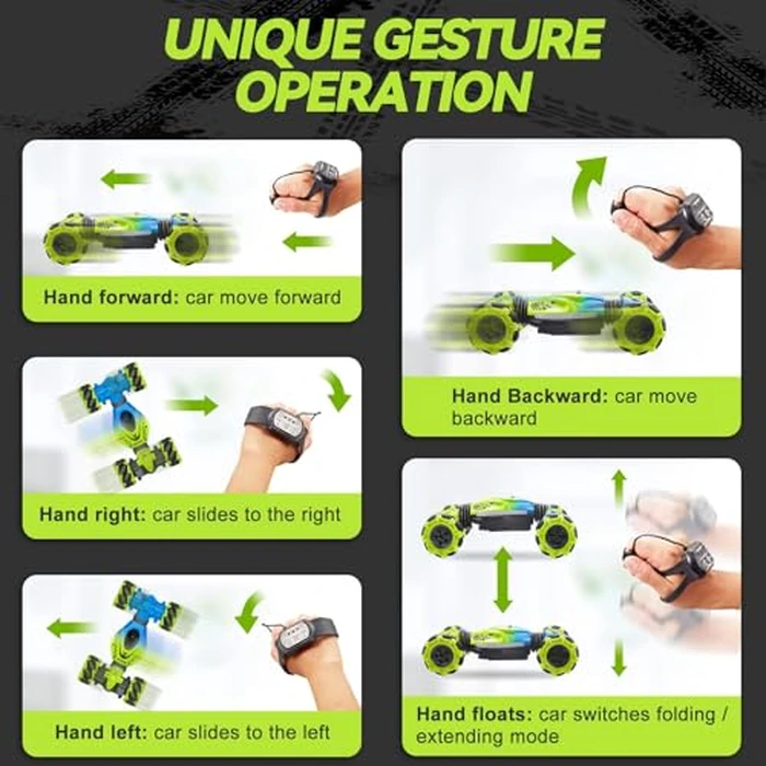 Dysaim Gesture RC Car Hand Controlled Stunt Car for 6-12 yr Boys Girls, 2.4GHz Remote Control Gesture Sensor Toy Cars Drift Twist Car with Light Music for Kids Birthday Xmas Gift by Dysaim - Image 4