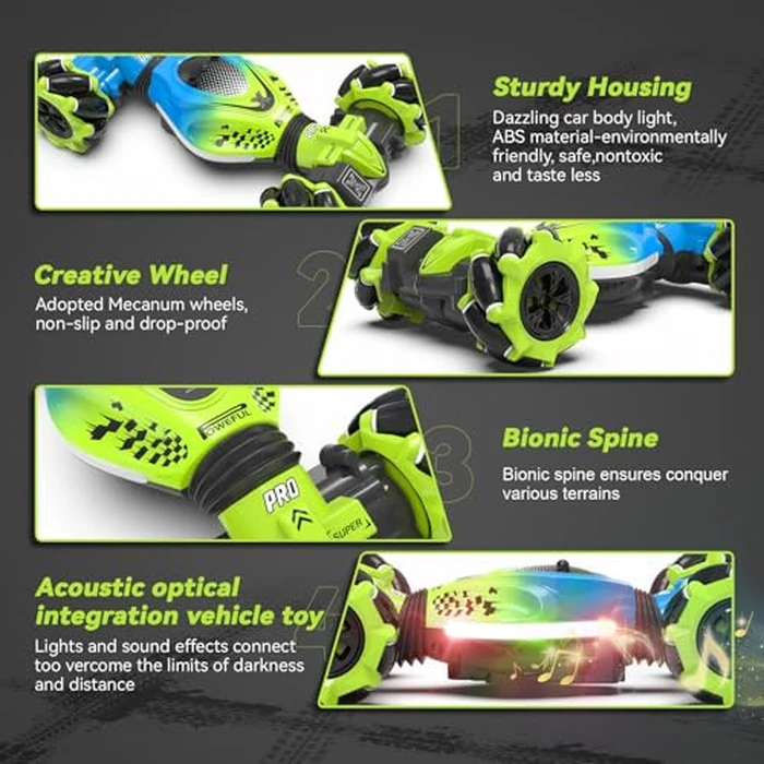 Dysaim Gesture RC Car Hand Controlled Stunt Car for 6-12 yr Boys Girls, 2.4GHz Remote Control Gesture Sensor Toy Cars Drift Twist Car with Light Music for Kids Birthday Xmas Gift by Dysaim - Image 7