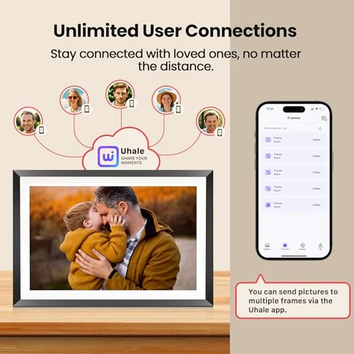 RCA 10.1” WiFi Digital Picture Frame, Electronic Photo Frames 32GB Storage, HD IPS Touch Screen WiFi Frame/Auto Rotate/Wall Mounted, Easy Setup in Uhale App to Share Photo/Video Anytime (Black) by RCA - Image 5