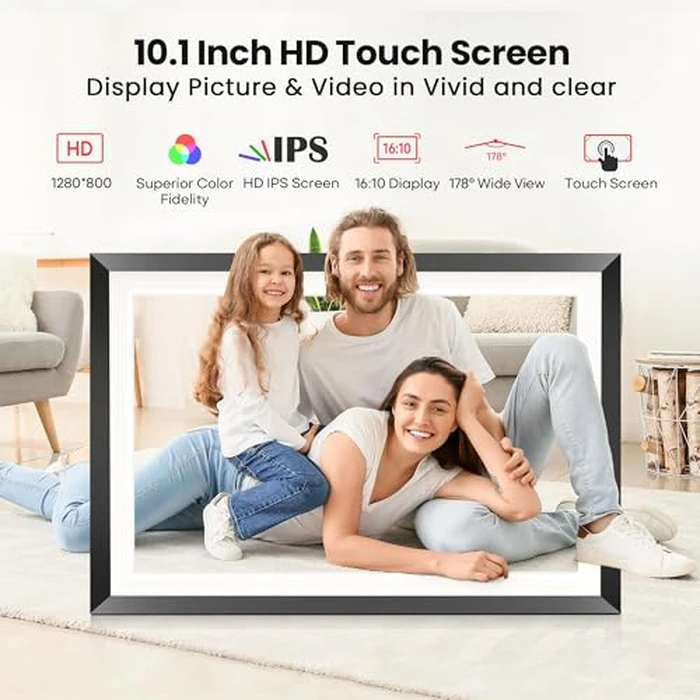 RCA 10.1” WiFi Digital Picture Frame, Electronic Photo Frames 32GB Storage, HD IPS Touch Screen WiFi Frame/Auto Rotate/Wall Mounted, Easy Setup in Uhale App to Share Photo/Video Anytime (Black) by RCA - Image 6