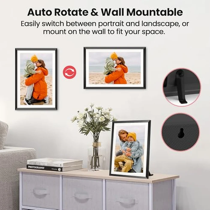 RCA 10.1” WiFi Digital Picture Frame, Electronic Photo Frames 32GB Storage, HD IPS Touch Screen WiFi Frame/Auto Rotate/Wall Mounted, Easy Setup in Uhale App to Share Photo/Video Anytime (Black) by RCA - Image 7