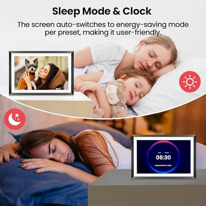 RCA 10.1” WiFi Digital Picture Frame, Electronic Photo Frames 32GB Storage, HD IPS Touch Screen WiFi Frame/Auto Rotate/Wall Mounted, Easy Setup in Uhale App to Share Photo/Video Anytime (Black) by RCA - Image 8