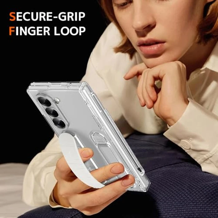 NINKI Transparent Hand Strap for Samsung Galaxy Z Fold 7 Case with S Pen Holder & Stylus,Shockproof Hinge Screen Protector + Kickstand for Fold 7 Cover Grip Slim,S Pen for Samsung Z Fold 7 Case Clear by NINKI - Image 3