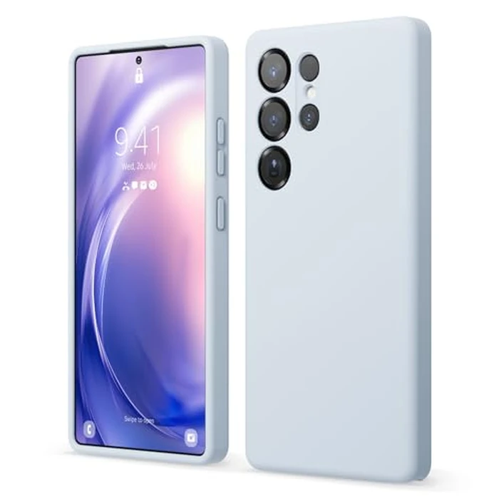 elago Compatible with Samsung Galaxy S25 Ultra Case, Liquid Silicone Case, Full Body Protective Cover, Shockproof, Slim Phone Case, Anti-Scratch Soft Microfiber Lining, 6.8 inch (Light Blue) by elago - Used - Good condition - CA$14.39