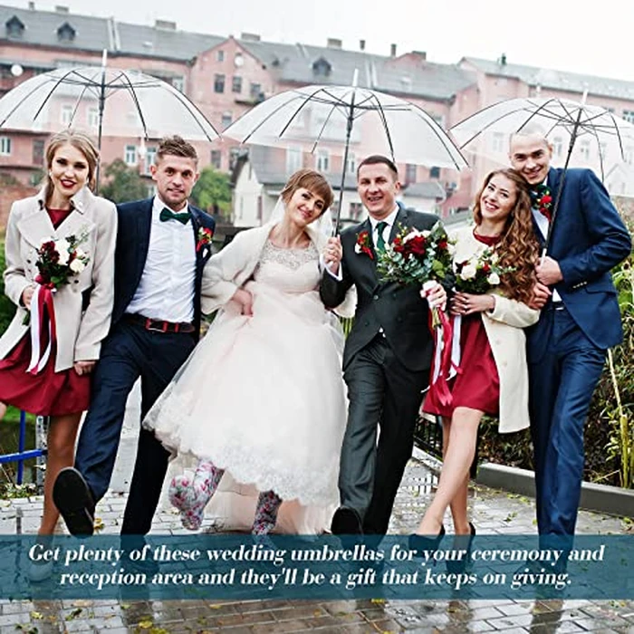 Saintrygo 20 Pack Clear Umbrellas Bulk,Windproof Waterproof Stick Wedding Umbrellas with J Hook Handle for Outdoor Events(Clear) by Saintrygo - Image 6