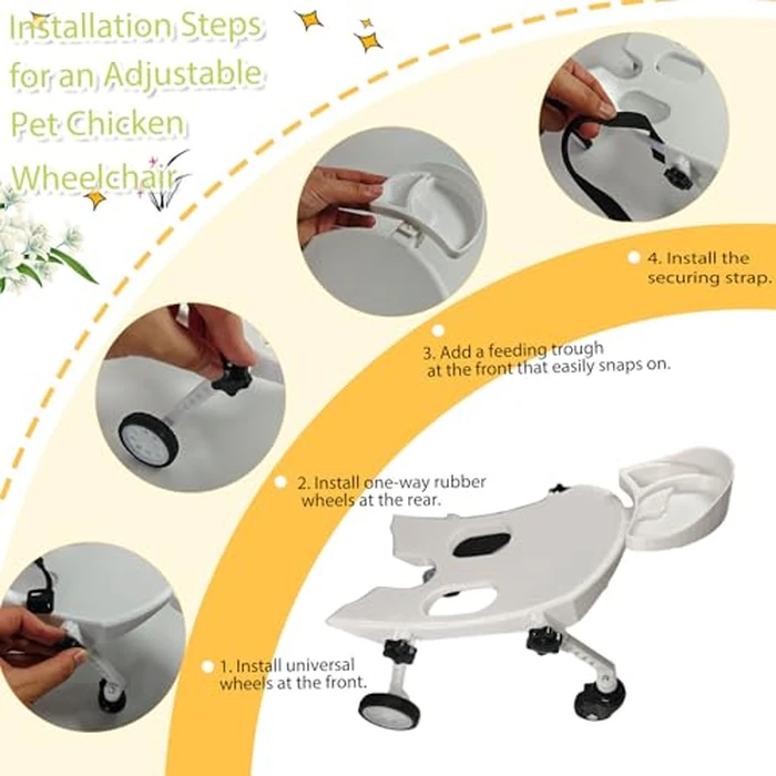 ANIMOASIS Adjustable Small-Scale Pet Chicken Wheelchair - Small Pet Poultry Mobility Aid Cart, Adjustable Size for Comfortable Use, Supports Injured/Disabled Poultry to Move Freely by ANIMOASIS - Image 3