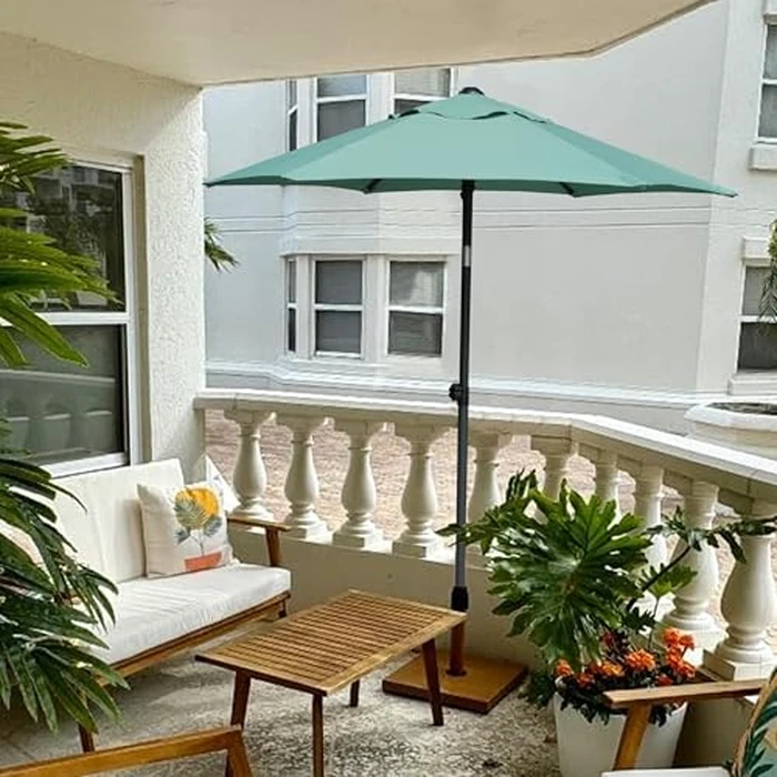 AMMSUN 6ft Patio Umbrella Outdoor Table Umbrellas with Push Button Tilt, UPF50+ Premium Steel Pole and Ribs for Deck, Lawn, Garden, Backyard & Pool (Aqua Green) by AMMSUN - Image 5