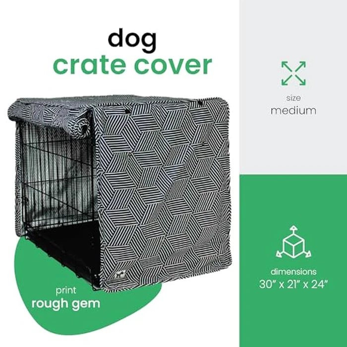 Molly Mutt Rough Gem Dog Crate Cover, 100% Cotton Canvas Cover with 2 Roll-Up Panels, Ideal for Dog or Cat Crate, Durable, Washable, and Free of Harmful Chemicals, 30" x 21" x 24" by molly mutt - Image 2