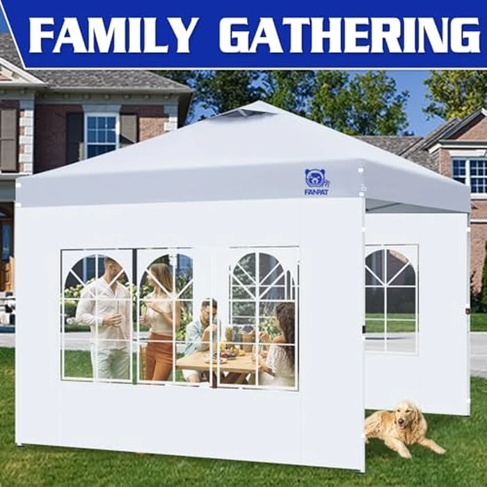 FANPAT 10x10 Canopy Side Walls with Cathedral Windows - 2Pcs Waterproof Wall Kit for Pop Up Tent Farmers Market Tailgating White (Tent Not Included) by FANPAT - Image 9