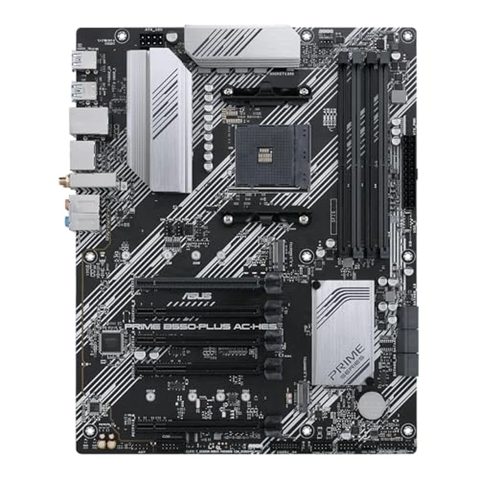 ASUS Prime B550-PLUS AC-HES AMD AM4 (3rd Gen Ryzen) ATX Motherboard (Dual M.2, PCIe4.0, WIFI5, 1Gb Ethernet, SATA 6 Gbps, USB 3.2 Gen 2 Type-C, Front USB 3.2 Gen 1 Type-C and CEC Tier II Ready) by Asus - Image 1