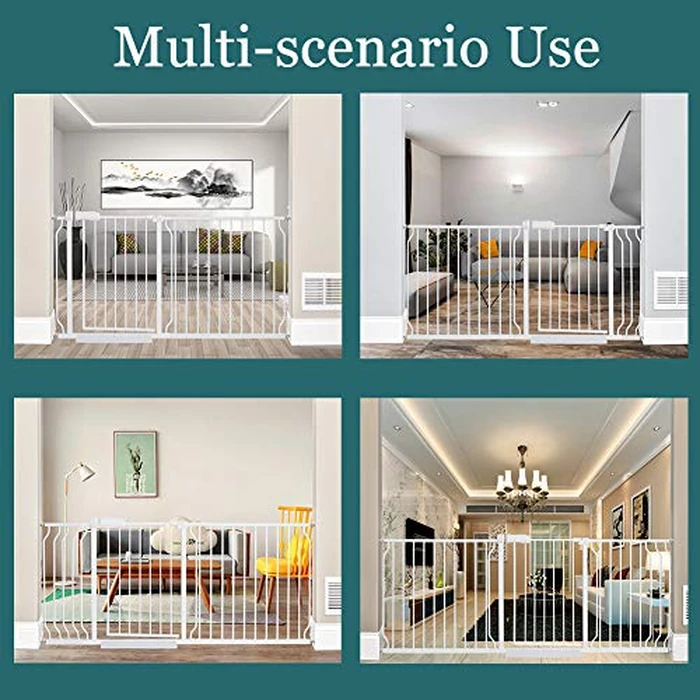 ALLAIBB 29 30 31 32 33 inches Baby Gate Walk Through Pressure Mount Auto Close Tension White Metal Child Pet Safety Gates for Stairs,Doorways and Baniste 74-86cm by ALLAIBB - Image 5