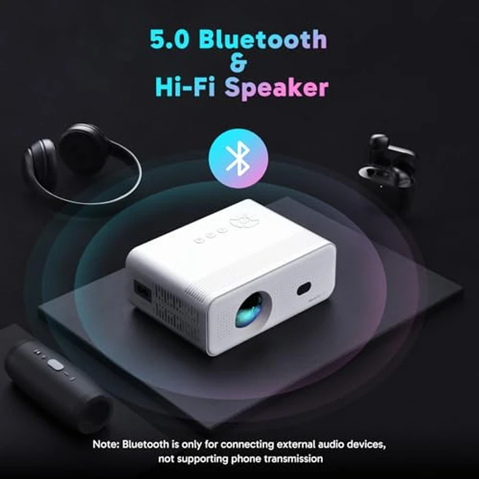 Electric Focus Mini Projector with 5G WiFi and Bluetooth, Support FHD 1080P Smart Video Projector, 12000L Portable Movie Projector with Auto Keystone Compatible with iOS/Android/TV Stick/HDMI/PS5 by Dragon Touch - Image 6