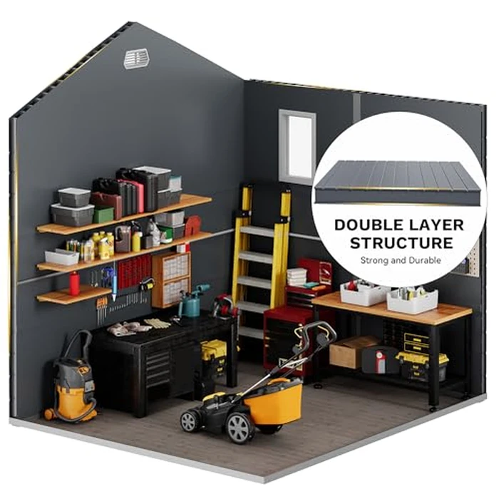 DWVO 8x6.2FT Outdoor Storage Shed w/o Floor, All-Weather Plastic Shed with Lockable Doors, Window & Vents, Plastic Tool Shed for Backyard, Patio, Poolside, Lawn, Gray by DWVO - Image 8