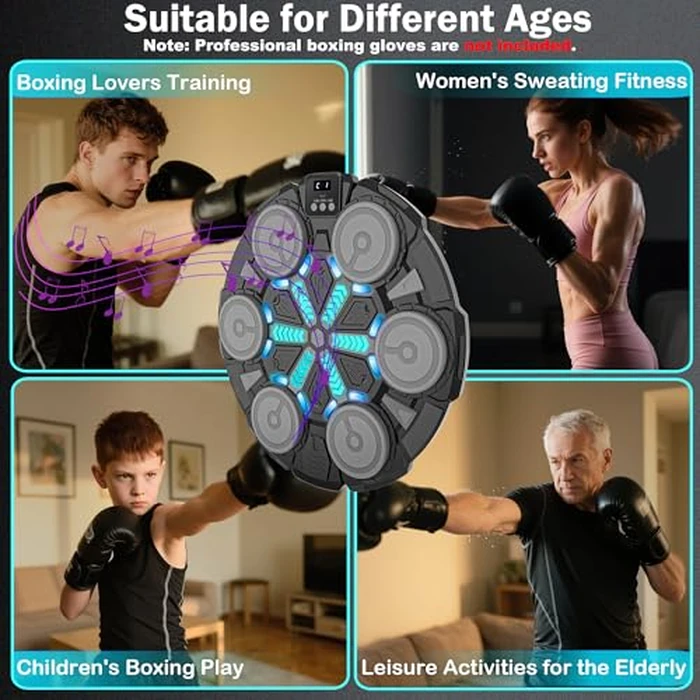 Music Punching Machine for Kids Adults,Bluetooth Wall Mounted Boxing Trainer with Gloves,Rhythm Lights,2 Player Battle Mode,Reaction Training Pad,Home Gym Sport Toys Gifts for Boys Girls Teens 3-12+ by SZJJX - Image 8
