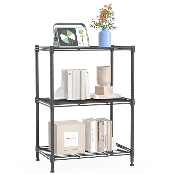 IZEUK Small Wire Rack Storage Shelving Unit (Grey, 3 Tier, 11.8" D x 17.7" W x 26.3" H) by IZEUK - Used - Good condition - CA$27.36