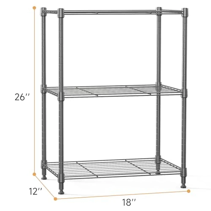 IZEUK Small Wire Rack Storage Shelving Unit (Grey, 3 Tier, 11.8" D x 17.7" W x 26.3" H) by IZEUK - Image 2