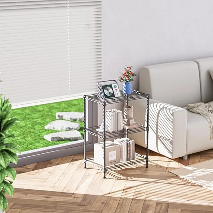 IZEUK Small Wire Rack Storage Shelving Unit (Grey, 3 Tier, 11.8" D x 17.7" W x 26.3" H) by IZEUK - Image 3