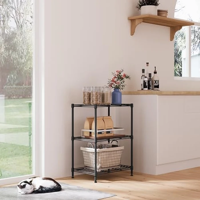 IZEUK Small Wire Rack Storage Shelving Unit (Grey, 3 Tier, 11.8" D x 17.7" W x 26.3" H) by IZEUK - Image 5