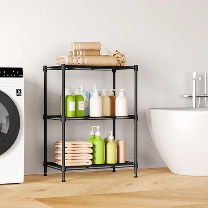 IZEUK Small Wire Rack Storage Shelving Unit (Grey, 3 Tier, 11.8" D x 17.7" W x 26.3" H) by IZEUK - Image 6