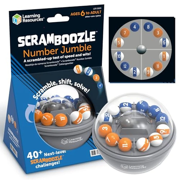 Learning Resources Scramboozle Number Jumble - 3D Brain Teasers for Kids and Adults, Puzzles for Teens, Critical Thinking and Problem Solving Game, Travel Toy, Fidget Toys, Gifts for Boys and Girls by Learning Resources - Image 1