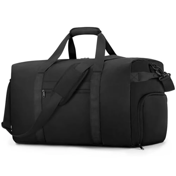 ETRONIK Carry On Luggage 22x14x9 Airline Approved, 45L Waterproof Duffle Bag for Travel, Lightweight Carry on Travel Duffel Bags with Shoe Compartment, Weekender Overnight Gym Bag for Men Women, Black by ETRONIK - Used - Very Good condition - US$18.80
