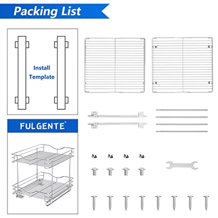 Fulgente 20"*18'' Chrome Finish Pull Out Cabinet Organizer - 2 Tier Heavy Duty Slide Out Kitchen Pantry Shelves, Rustproof Under Sink Storage Drawer for Kitchen & Bathroom by FULGENTE - Image 9