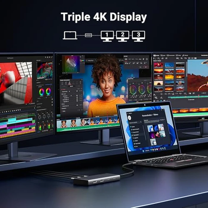 UGREEN 8 in 1 USB C Docking Station with Dual Monitor, 4K Triple Display USBC Hub with 2 HDMI, DP, 2 USB A&C 3.2 Ports, 100W PD, USB-C Dock Compatible for MacBook, Dell, HP, Lenovo, Surface etc by UGREEN - Image 3