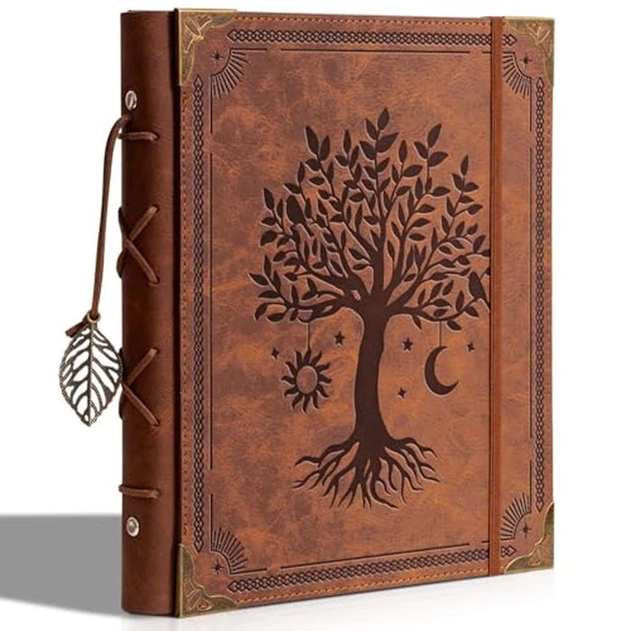 Vintage Photo Album 4x6 Leather Scrapbook Album with Writing Space 120 Photos & 30 Sheets DIY Paper Memory Albums Book for Anniversary Travel Vacation Family Tree, Brown by Ovesmusl - Image 1