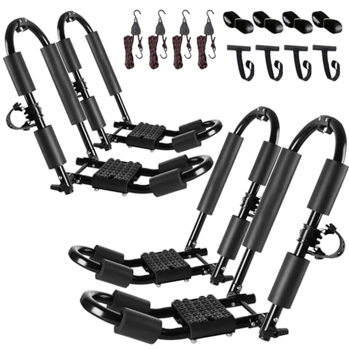 FORWODE Premium Kayak Roof Rack, 2 Pair J-Bar Roof Rack, Folding Adjustable Rack, Heavy Duty Kayak Roof Carrier 2 Kayak, Canoe, SUV, Surfboard on SUV, Car and Truck Crossbar by FORWODE - Used - Very Good condition