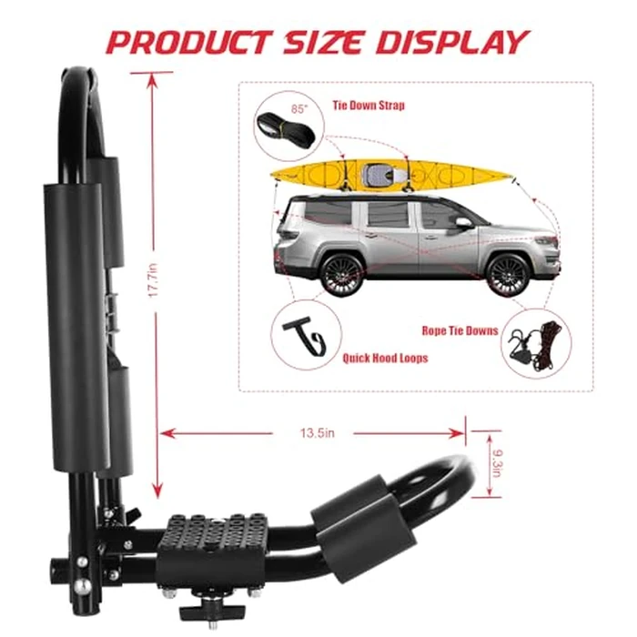 FORWODE Premium Kayak Roof Rack, 2 Pair J-Bar Roof Rack, Folding Adjustable Rack, Heavy Duty Kayak Roof Carrier 2 Kayak, Canoe, SUV, Surfboard on SUV, Car and Truck Crossbar by FORWODE - Image 3