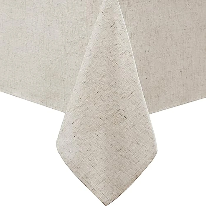 Laura Ashley Dothan Luxury Linen Blend Tablecloth for Formal Dining, Holiday, Wedding or Party, 60" x 84", Taupe by Laura Ashley - Used - Good condition