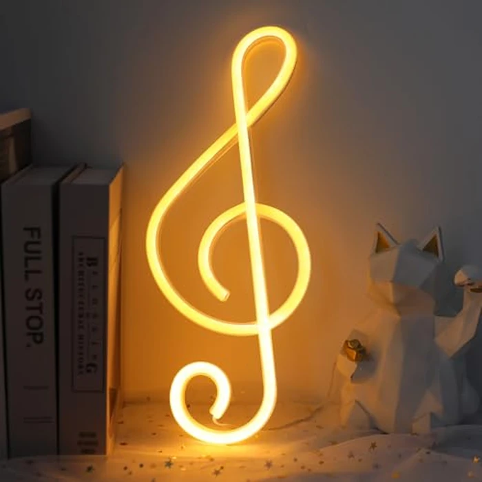 Music Note Neon Lights Warm White Neon Signs LED Neon Lights Personalized Led Neon Sign for Wall Bedroom Living Room Party Bar Store Decor USB or Battery Powered Musical Note Creative Lighting by ENUOLI - Used - Like New condition