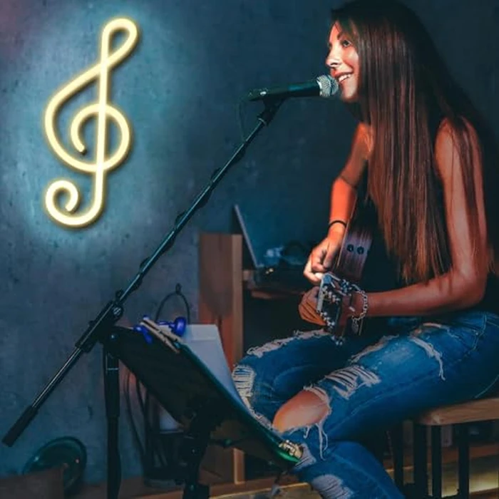 Music Note Neon Lights Warm White Neon Signs LED Neon Lights Personalized Led Neon Sign for Wall Bedroom Living Room Party Bar Store Decor USB or Battery Powered Musical Note Creative Lighting by ENUOLI - Image 4