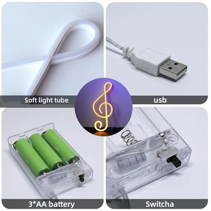 Music Note Neon Lights Warm White Neon Signs LED Neon Lights Personalized Led Neon Sign for Wall Bedroom Living Room Party Bar Store Decor USB or Battery Powered Musical Note Creative Lighting by ENUOLI - Image 9