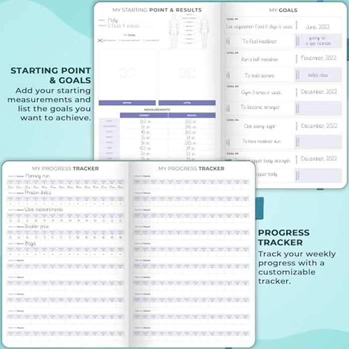 Clever Fox Fitness & Food Journal - Nutrition & Workout Planner for Women & Men - Diet & Gym Exercise Log Book with Calendars, Diet & Training Trackers - Undated, A5 Size, Hardcover (Aquamarine) by Clever Fox - Image 3
