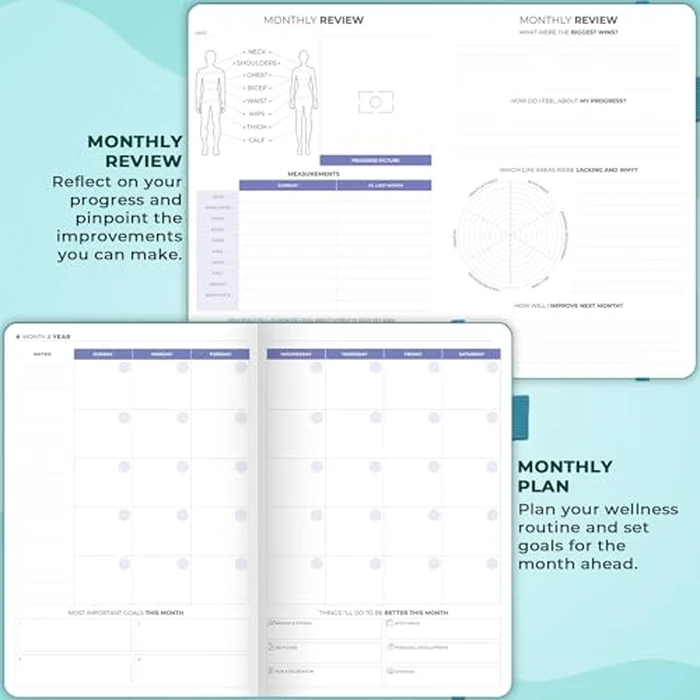 Clever Fox Fitness & Food Journal - Nutrition & Workout Planner for Women & Men - Diet & Gym Exercise Log Book with Calendars, Diet & Training Trackers - Undated, A5 Size, Hardcover (Aquamarine) by Clever Fox - Image 4